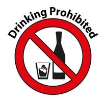 Prohibido beber, ningún signo de alcohol aislado sobre fondo blanco. vector