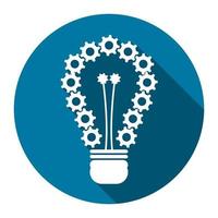 Light bulb which has of colorful gears with long shadow black,Simple design style.vector illustration vector