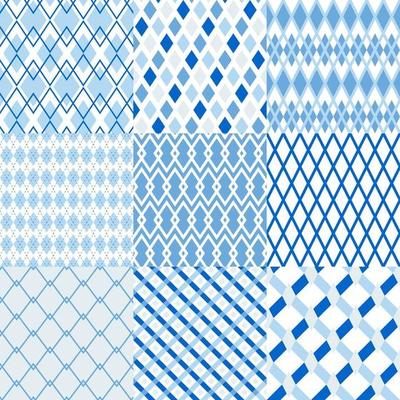 Set of vector seamless patterns. Modern stylish geometric textures with lines and rhombus. Repeating geometrical ornaments with linear shapes, zigzags, rhombus, rectangle.