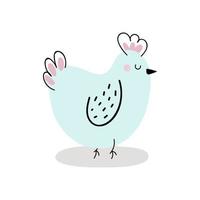 Cute chicken isolated on white background. Easter chicken. Design for Easter. Flat cartoon vector illustration