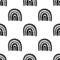 Boho rainbow black and white pattern vector