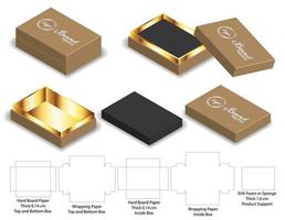 diseño de plantilla troquelada de embalaje de caja. Maqueta 3d vector