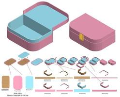 diseño de plantilla troquelada de embalaje de caja. Maqueta 3d vector