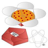 Caja de pizza paquete corrugado troquelado con maqueta vector