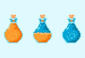 orange potion magic bottle icon set vector