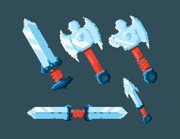 set of game ui blade sword design with pixel style vector