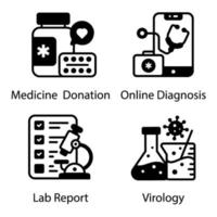 informe de laboratorio y medicación en línea vector