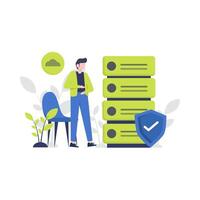 people enjoy important data and file security services on computers and websites vector illustration, suitable for landing page, ui, website, mobile app, editorial, poster, flyer, article, and banner