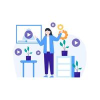 people enjoy online learning courses to add new skills vector illustration, suitable for landing page, ui, website, mobile app, editorial, poster, flyer, article, and banner