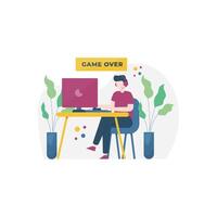 gamers play games on PC, mobile, console and vr vector illustration, suitable for landing page, ui, website, mobile app, editorial, poster, flyer, article, and banner