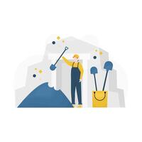 miners are mining gold, coal and diamonds vector illustration, suitable for landing page, ui, website, mobile app, editorial, poster, flyer, article, and banner