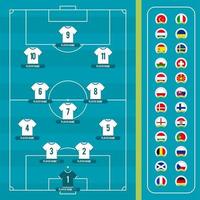 football 2020 team formation. league tournament broadcast graphic template design. Team lineup on filed football graphic for soccer starting lineup squad. vector