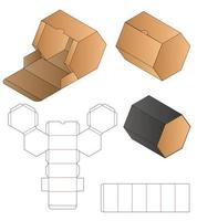 diseño de plantilla troquelada de embalaje de caja. Maqueta 3d vector