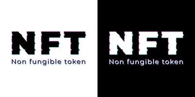 token no fungible nft, texto nft, logotipo nft, cartel de vector de token no fungible, nueva moneda digital, transacción de arte digital, fondo de ilustración