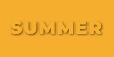 Summer on yellow background. Paper art and craft style. Vector illustration . Papercut effect. Shadow . Summer text