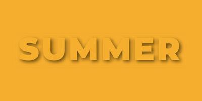 Summer on yellow background. Paper art and craft style. Vector illustration . Papercut effect. Shadow . Summer text