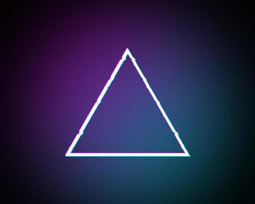 Glitched Triangle Frame Design. Distorted Glitch Style Modern Background. Glow Design for Graphic Design - Banner, Poster, Flyer, Brochure, Card. Vector Illustration.
