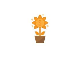 flat design style flower money ilustration, symbolize invesment, money growth. perfect for finance icon and design element. vector