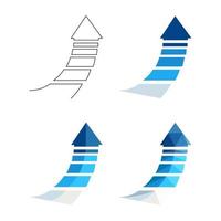 Polygonal, flat and contour arrows set isolated on a white background vector