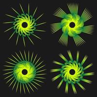 Círculo de transición geométrica abstracta envuelto en color verde amarillo vector