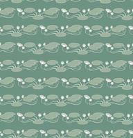 Abstract floral stripe art-nouveau seamless pattern. Flower water lilies with leaves stylish ornamental ornamental background. vector