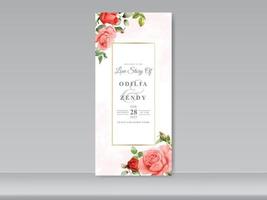 beautiful floral watercolor wedding invitation card set vector