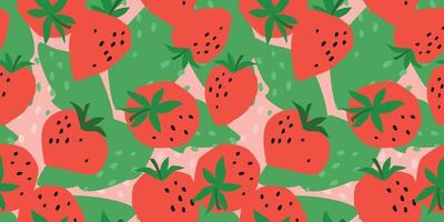 Vector seamless pattern with Strawberry. Trendy hand drawn textures. Modern abstract design