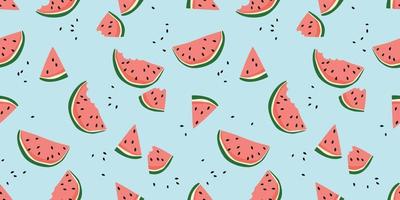 Vector seamless pattern with watermelons. Trendy hand drawn textures. Modern abstract design