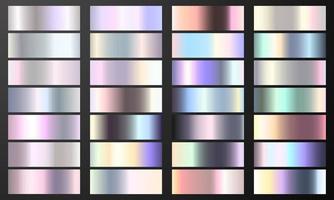 Set colorful Pastel gradient Chrome color foil texture background. vector golden, copper brass and metal  template.