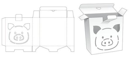 Embalaje de estaño cerrado con plantilla troquelada de plantilla de cerdo vector
