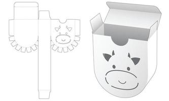 caja de embalaje redonda con plantilla troquelada de plantilla de vaca vector