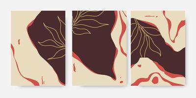 abstract modern leaves shapes. Set of creative minimalist. postcard or brochure cover design. vector