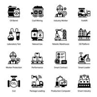 conjunto de iconos de fábrica e industria inteligente