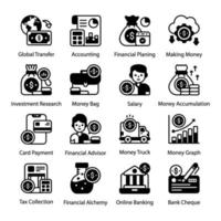 Financial Analytics and Banking icon set vector