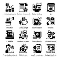 Online Money and Secure Deposit icon set vector