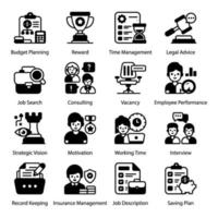 Job and Hr Management icon set vector