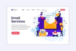 Landing page design concept of Email marketing services, Advertising Campaign, Digital Promotion with characters. vector illustration