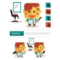 Character design Barber career, icon vector with white background