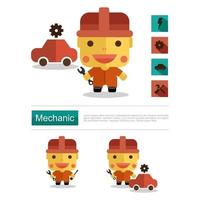 Character design Mechanic career, icon vector with white background