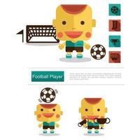 carrera de jugador de fútbol de diseño de personajes, vector icono con fondo blanco