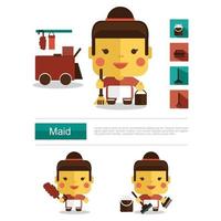 Character design Maid career, icon vector with white background