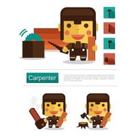 Character design Carpenter career, icon vector with white background