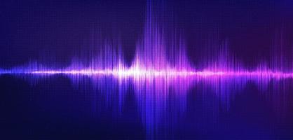 Onda de sonido de luz sobre fondo púrpura, concepto de onda de tecnología, diseño para estudio de música y ciencia, ilustración vectorial. vector