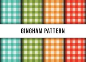 Set of checkered gingham line tablecloth seamless pattern. Premium Vector