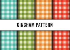 Set of checkered gingham line tablecloth seamless pattern. Premium Vector