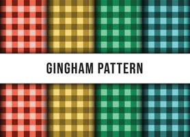 Set collection of checkered gingham line tablecloth seamless pattern. Premium Vector