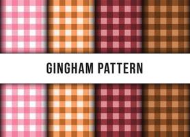 Set collection of checkered gingham line tablecloth seamless pattern. Premium Vector