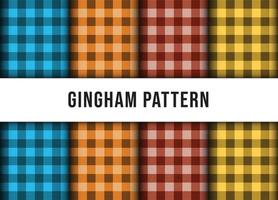 Set collection of checkered gingham line tablecloth seamless pattern. Premium Vector