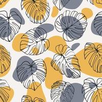 Monstera Deliciosa Leaf with Abstract Shape Seamless Pattern. Perfect for Textile, Fabric, Background, Print vector