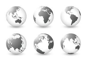 conjunto del planeta tierra. conjunto de globo terráqueo. mapas del mundo blanco negro transparencia transparente. vector premium aislado